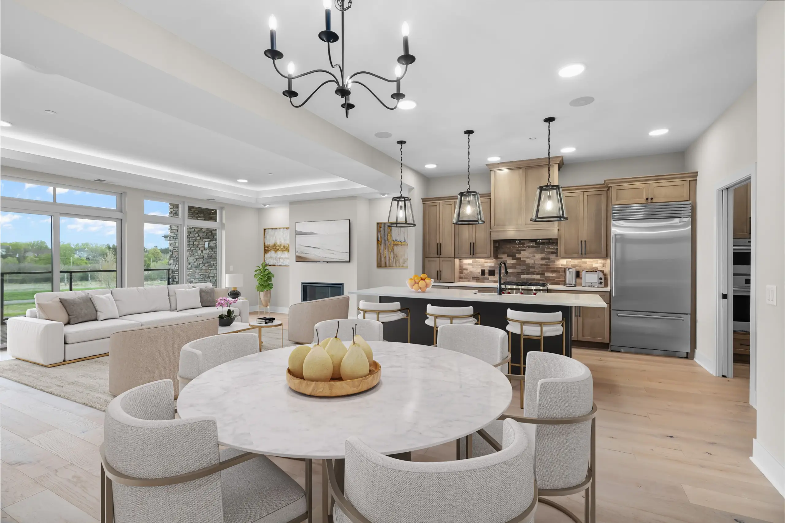 Hill Farm #205 Dining, Kitchen, Living Rm view